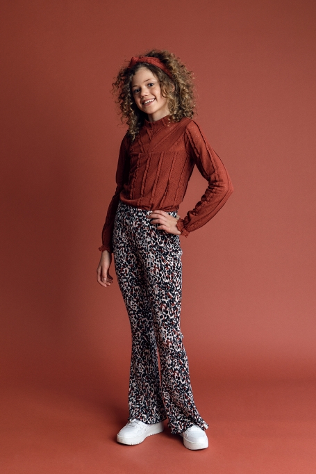 Flared broek Plissé animal print