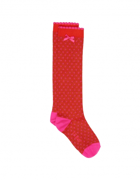 Kniekousen rood met strikje