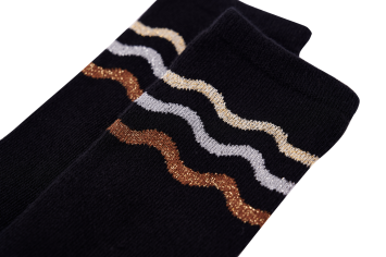 Kniekousen blauw streep glitter